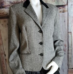 Ralph Lauren Chaps Jacket 14 Peplum Barlycorn Tweed Wool Blend